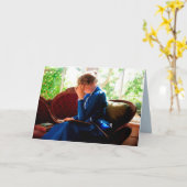 Lady liest, Viktorianisches Zitat Karte (Gelbe Blume)