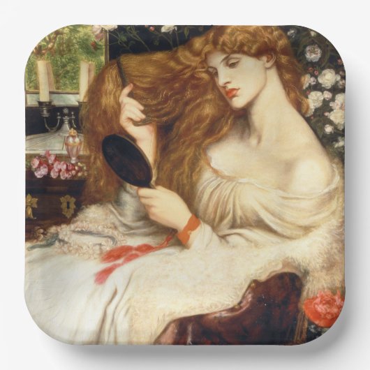 Lady Lilith (Atemberaubende Schönheit mit langem R Pappteller (Vorderseite)