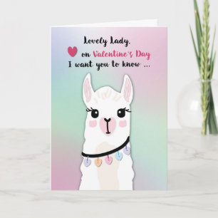 Lady Llamas Valentine's Day Heart Karte