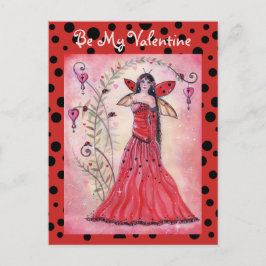 Lady love bug valentine fairy postcard by Renee Feiertagspostkarte