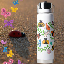 Lady Lovebug und Schmetterlinge Wasserflasche