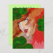LADY LUCK IN CLOVER ST. PATRICK'S DAY PARTY INVITE EINLADUNG (Vorne/Hinten)