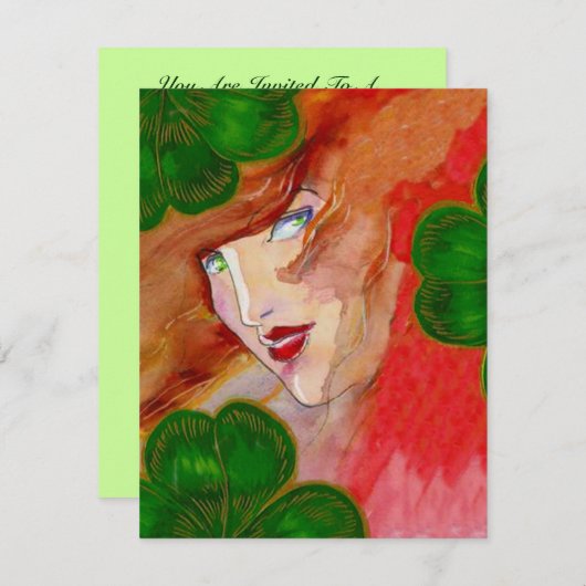 LADY LUCK IN CLOVER ST. PATRICK'S DAY PARTY INVITE EINLADUNG (Vorne/Hinten)