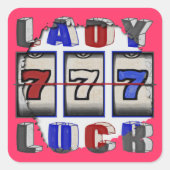 Lady Luck Quadratischer Aufkleber (Vorderseite)