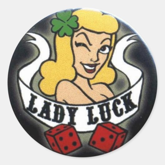 Lady Luck Runder Aufkleber (Vorderseite)
