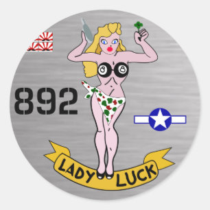 Lady Luck WWII Nose Art Runder Aufkleber