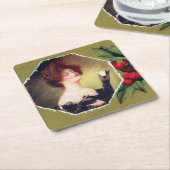 Lady macht Toast zu Weihnachten Rechteckiger Pappuntersetzer (angewinkelt)