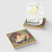 Lady macht Toast zu Weihnachten Steinuntersetzer (Seitenansicht)