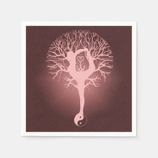 Lady macht Yoga mit rotem Hintergrund. Serviette (Vorderseite)