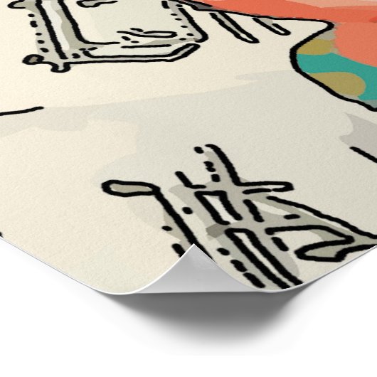 Lady Matisse mit Guitar & Coffee Cup Poster (Ecke)