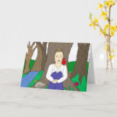 Lady Meditating in Forest by a Tree Karte (Gelbe Blume)