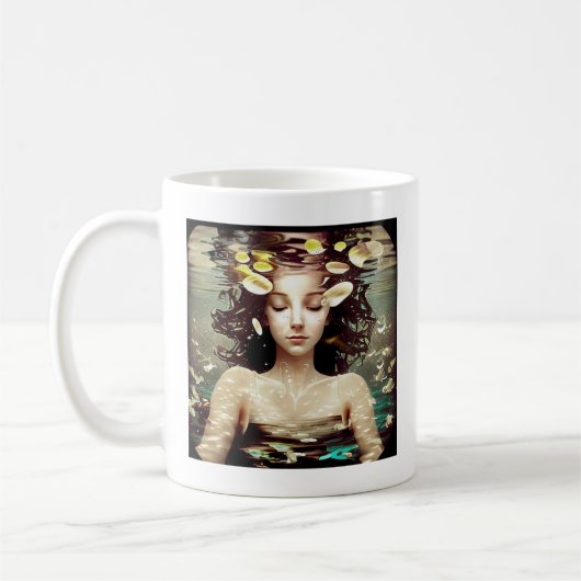 Lady Meditation unter Wasser | Innerer Frieden Kaffeetasse (Links)