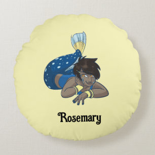 Lady Mermaid individuelle Name Rundes Kissen