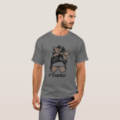 Lady Messy Bun Leopard Funny Teacher Womens T-Shirt (Vorne ganz)