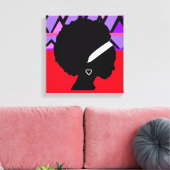 Lady mit Afro Red und lila Stammesdruck Leinwanddruck (Insitu (Wohnzimmer))