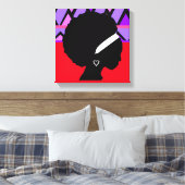 Lady mit Afro Red und lila Stammesdruck Leinwanddruck (Insitu (Schlafzimmer))
