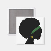 Lady mit Afro-Silhouette Magnet (Vorderseite/Rückseite)