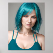 Lady mit Aquamariner Haare Poster (Vorne)