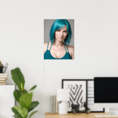 Lady mit Aquamariner Haare Poster (Heimbüro)