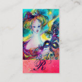LADY MIT BEFÜRCHTTEM MASKMONOGRAMM Pink Fuchsia Visitenkarte (Rückseite)