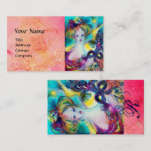 LADY MIT BEFÜRCHTTEM MASKMONOGRAMM Pink Fuchsia Visitenkarte (Vorne/Hinten)