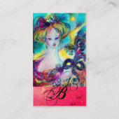 LADY MIT BEFÜRCHTTEM MASKMONOGRAMM Pink Fuchsia Visitenkarte (Rückseite)