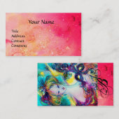 LADY MIT BEFÜRCHTTEM MASKMONOGRAMM Pink Fuchsia Visitenkarte (Vorne/Hinten)