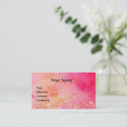 LADY MIT BEFÜRCHTTEM MASKMONOGRAMM Pink Fuchsia Visitenkarte (Stehend Vorderseite)