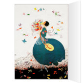 LADY MIT BLUME BOUQUET UND SCHALTFLÄDEN (Innen (Links))