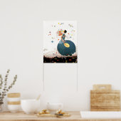 LADY MIT BLUME BOUQUET UND SCHALTFLÄDEN POSTER (Küche)
