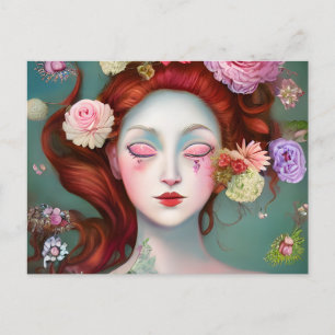 Lady mit Blume im Haar Postkarte