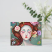 Lady mit Blume im Haar Postkarte (Stehend Vorderseite)