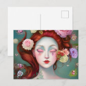Lady mit Blume im Haar Postkarte (Vorne/Hinten)