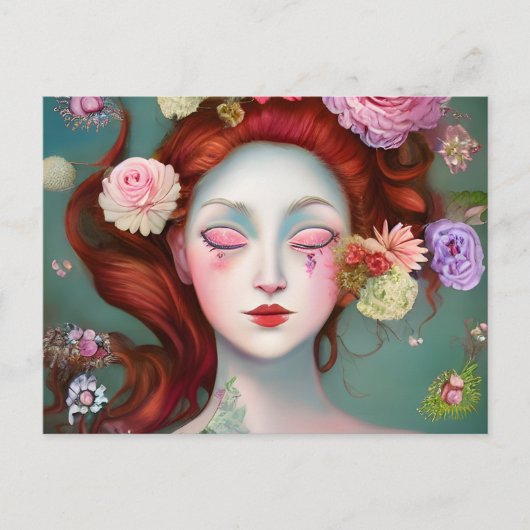 Lady mit Blume im Haar Postkarte (Vorderseite)