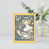 Lady mit Blume ~ Jugendstil "Salon des cent" Postkarte (Stehend Vorderseite)