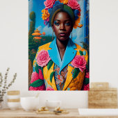 Lady mit Blumenjacke und Anzug Poster (Küche)