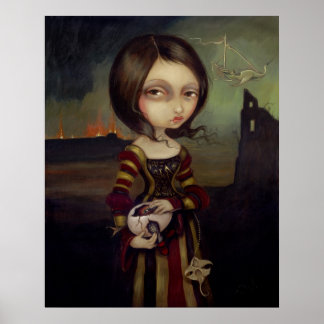Lady mit Bosch Egg schwach gotische Kunstdruckerei Poster