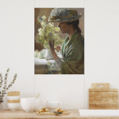 Lady mit Bouquet von Charles Courtney Curran Poster (Küche)