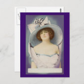 Lady mit Bow Big Hat Postkarte (Vorne/Hinten)