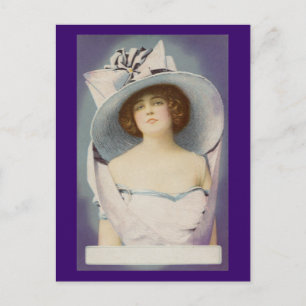 Lady mit Bow Big Hat Postkarte