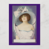Lady mit Bow Big Hat Postkarte (Vorderseite)
