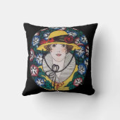 Lady mit Chrysanthemum-Blume Kissen (Rückseite)