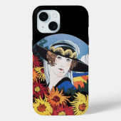 Lady mit Chrysanthemum-Blume, schwarz Case-Mate iPhone Hülle (Rückseite)