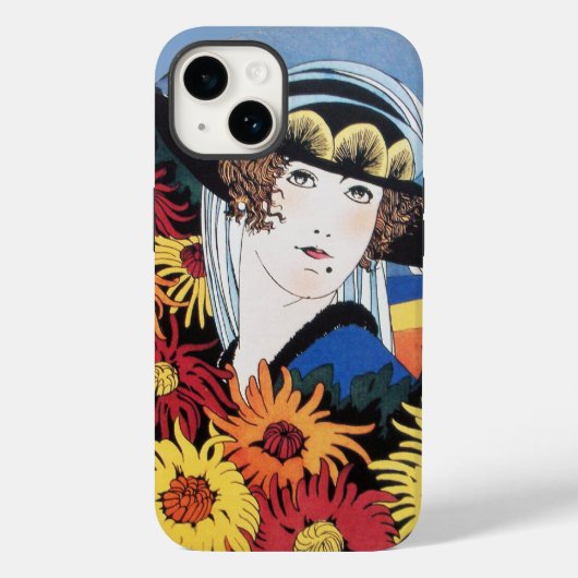 Lady mit Chrysanthemum-Blume, schwarz Case-Mate iPhone Hülle (Rückseite)