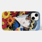 Lady mit Chrysanthemum-Blume, schwarz Case-Mate iPhone Hülle (Rückseite (Horizontal))