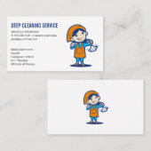 Lady mit Duster reinigen Visitenkarte (Vorne/Hinten)