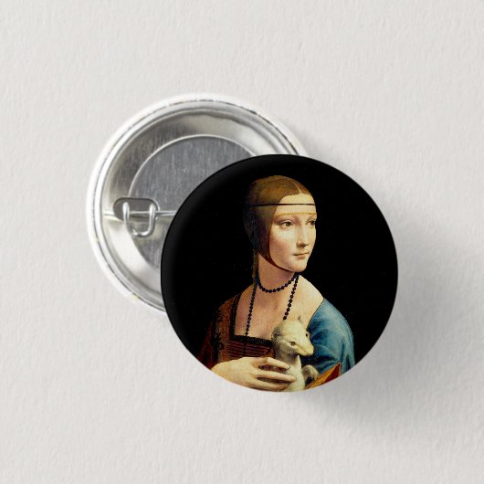 Lady mit einem Ermine von Leonardo Da Vinci Button (Vorne & Hinten)