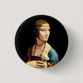 Lady mit einem Ermine von Leonardo Da Vinci Button (Vorderseite)