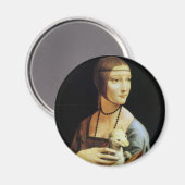 Lady mit einem Ermine von Leonardo da Vinci Magnet (Vorderseite/Rückseite)