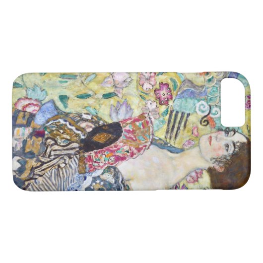 Lady mit einem Fan, Gustav Klimt Case-Mate iPhone Hülle (Rückseite (Horizontal))